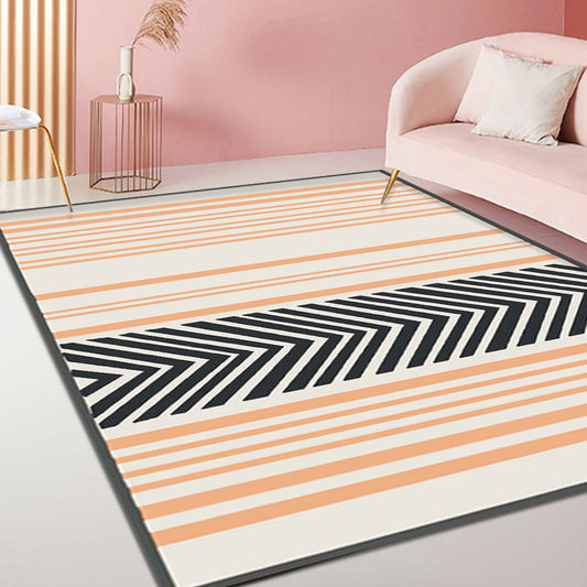 Multi-Color Decoration Indoor Rug Novelty Striped Pattern Rug Synthetics Machine Washable Non-Slip Backing Rug Orange Clearhalo 'Area Rug' 'Modern' 'Rugs' Rug' 1869434