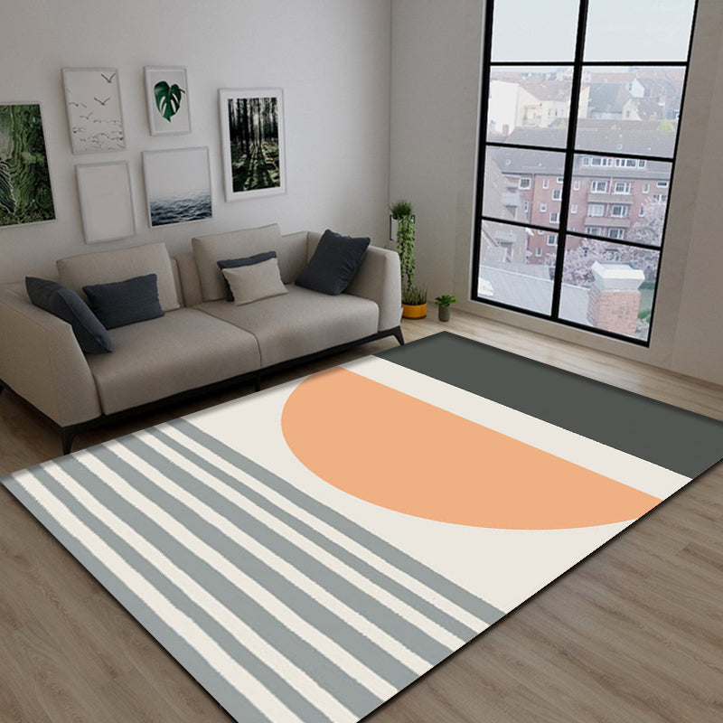 Multi-Color Decoration Indoor Rug Novelty Striped Pattern Rug Synthetics Machine Washable Non-Slip Backing Rug Light Gray Clearhalo 'Area Rug' 'Modern' 'Rugs' Rug' 1869435