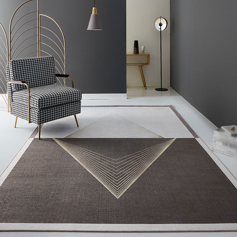 Creative Geometric Rug Black and Brown Minimalist Rug Chenille Pet Friendly Washable Non-Slip Area Rug for Bedroom Brown Clearhalo 'Area Rug' 'Rug' 1869443