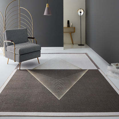 Creative Geometric Rug Black and Brown Minimalist Rug Chenille Pet Friendly Washable Non-Slip Area Rug for Bedroom Brown Clearhalo 'Area Rug' 'Rug' 1869443