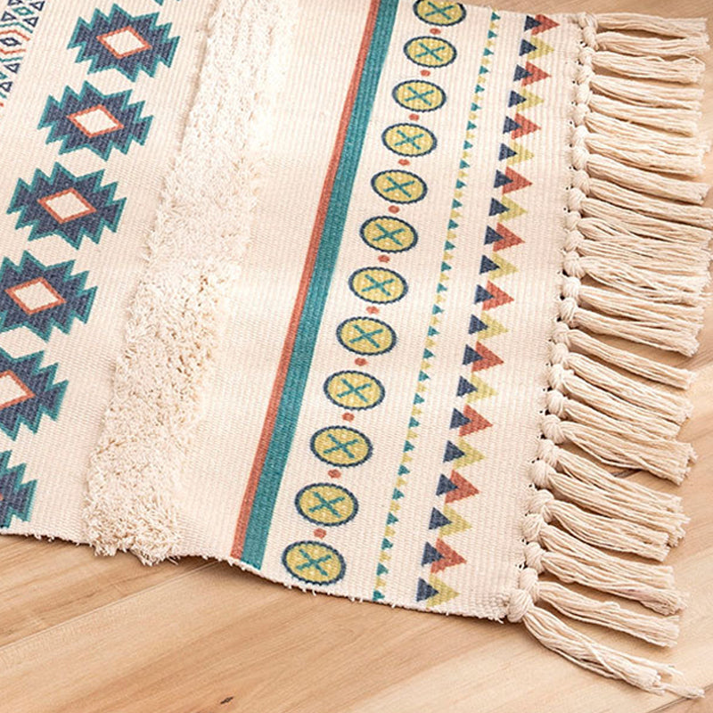 Traditional Tribal Striped Pattern Rug Multicolor Bohemian Rug Flax Pet Friendly Washable Non-Slip Area Rug for Bedroom Clearhalo 'Area Rug' 'Bohemian' 'Rugs' Rug' 1869459