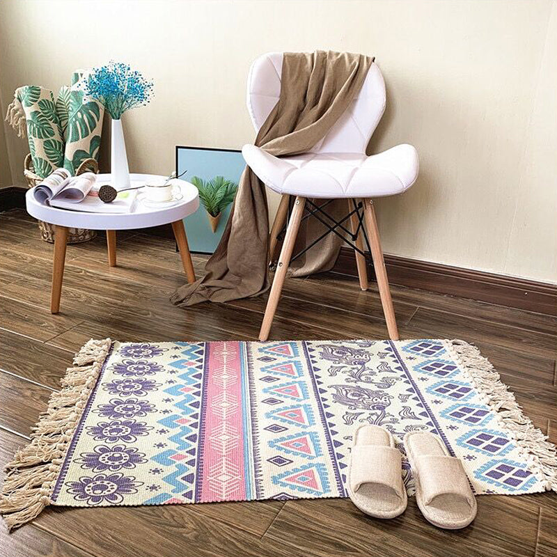 Unique Tribal Pattern Rug Multicolor Southwestern Rug Cotton Washable Non-Slip Pet Friendly Carpet for Living Room Blue Clearhalo 'Area Rug' 'Rugs' 'Southwestern' Rug' 1869478