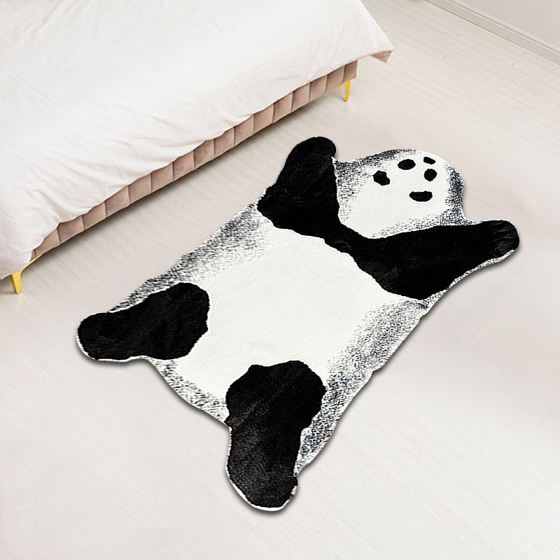 Modernism Panda Pattern Rug White and Black Polyester Rug Non-Slip Pet Friendly Washable Carpet for Living Room Clearhalo 'Area Rug' 'Casual' 'Rugs' Rug' 1869529