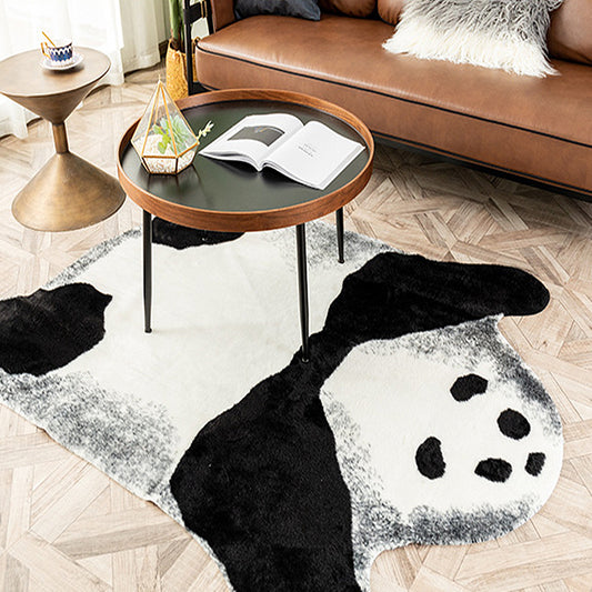 Modernism Panda Pattern Rug White and Black Polyester Rug Non-Slip Pet Friendly Washable Carpet for Living Room Clearhalo 'Area Rug' 'Casual' 'Rugs' Rug' 1869530