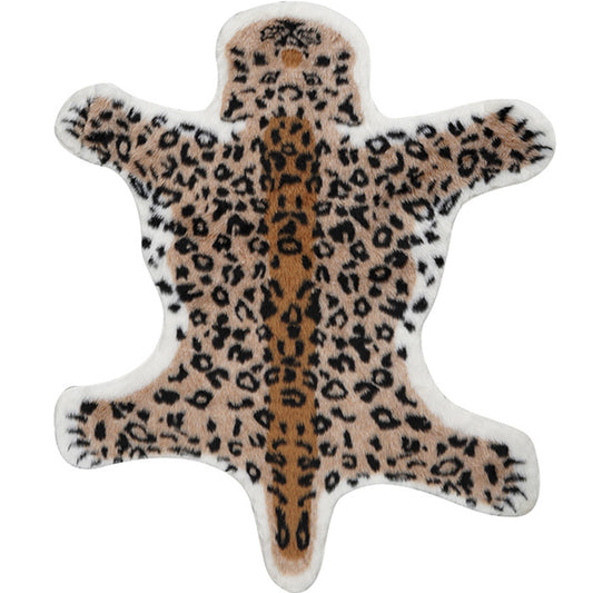 Brown Leopard Pattern Rug Polyester Contemporary Rug Washable Non-Slip Pet Friendly Carpet for Living Room