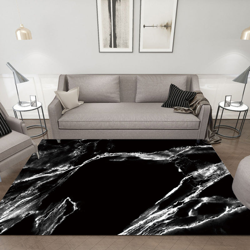 Casual Abstract Rug Black and White Modernist Area Rug Polyester Anti-Slip Pet Friendly Washable Rug for Living Room Clearhalo 'Area Rug' 'Rug' 1869562