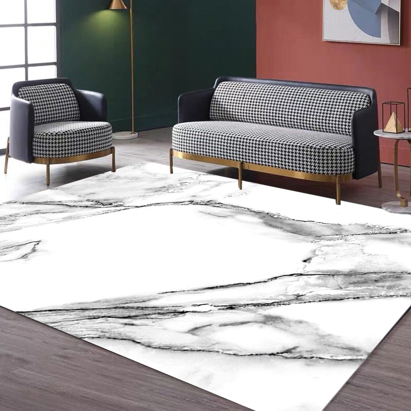 Casual Abstract Rug Black and White Modernist Area Rug Polyester Anti-Slip Pet Friendly Washable Rug for Living Room Clearhalo 'Area Rug' 'Rug' 1869567