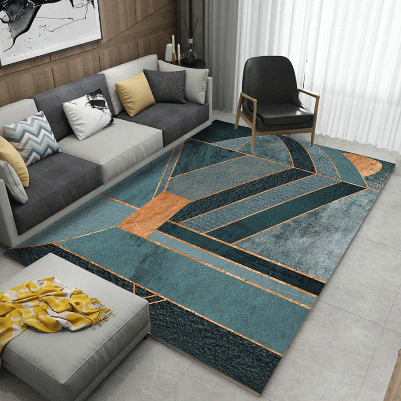 Contemporary Home Area Rug Multicolor Geometric Pattern Rug Synthetics Washable Non-Slip Pet Friendly Rug Green Clearhalo 'Area Rug' 'Modern' 'Rugs' Rug' 1869569