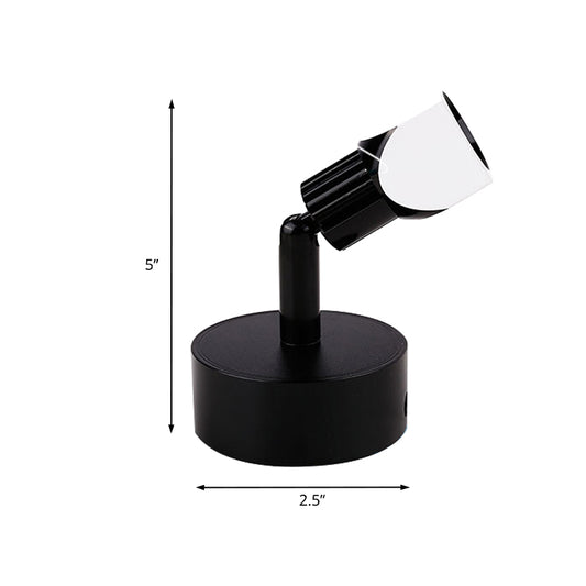 Aluminum Mini Spotlight Contemporary Style LED Black/White Wall Lamp with/without Switch in White/Warm Lighting Clearhalo 'Cast Iron' 'Glass' 'Industrial' 'Modern wall lights' 'Modern' 'Tiffany' 'Traditional wall lights' 'Wall Lamps & Sconces' 'Wall Lights' Lighting' 186956