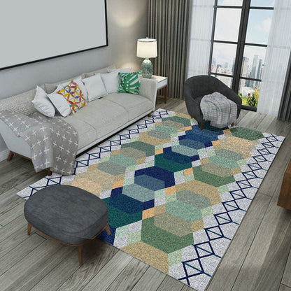 Contemporary Home Area Rug Multicolor Geometric Pattern Rug Synthetics Washable Non-Slip Pet Friendly Rug Blue Clearhalo 'Area Rug' 'Modern' 'Rugs' Rug' 1869575