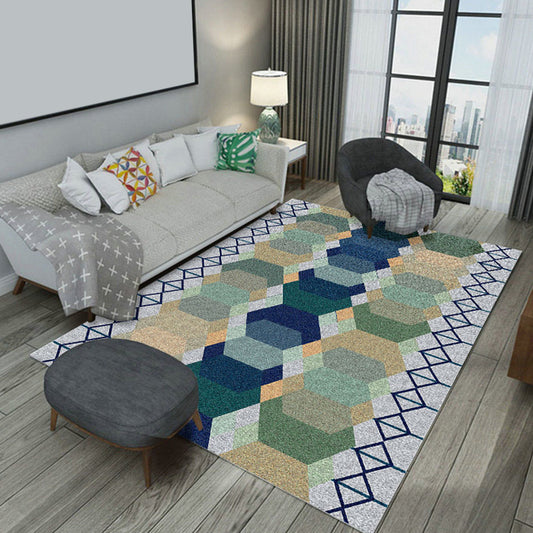 Contemporary Home Area Rug Multicolor Geometric Pattern Rug Synthetics Washable Non-Slip Pet Friendly Rug Blue Clearhalo 'Area Rug' 'Modern' 'Rugs' Rug' 1869575