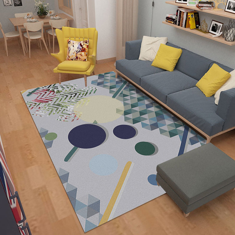 Contemporary Home Area Rug Multicolor Geometric Pattern Rug Synthetics Washable Non-Slip Pet Friendly Rug Grey Clearhalo 'Area Rug' 'Modern' 'Rugs' Rug' 1869577