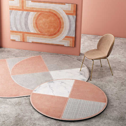 Novelty Circle Pattern Carpet Pink and Orange Polyester Rug Anti-Slip Backing Pet Friendly Washable Rug for Drawing Room Pink Clearhalo 'Area Rug' 'Modern' 'Rugs' Rug' 1869579
