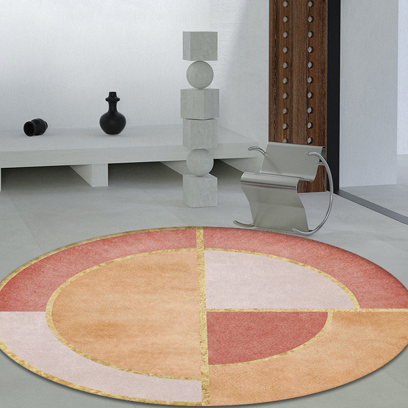 Novelty Circle Pattern Carpet Pink and Orange Polyester Rug Anti-Slip Backing Pet Friendly Washable Rug for Drawing Room Clearhalo 'Area Rug' 'Modern' 'Rugs' Rug' 1869580