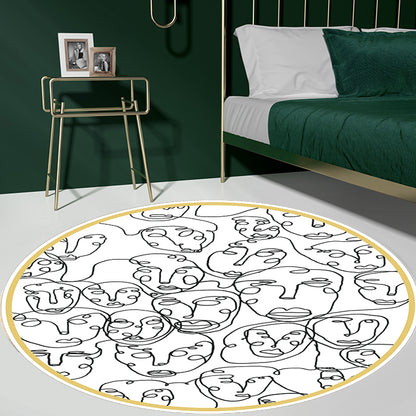 Modernism Face Pattern Rug White Polypropylene Carpet Anti-Slip Backing Pet Friendly Washable Rug for Decoration Yellow Clearhalo 'Area Rug' 'Rug' 1869587