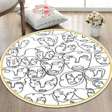 Modernism Face Pattern Rug White Polypropylene Carpet Anti-Slip Backing Pet Friendly Washable Rug for Decoration