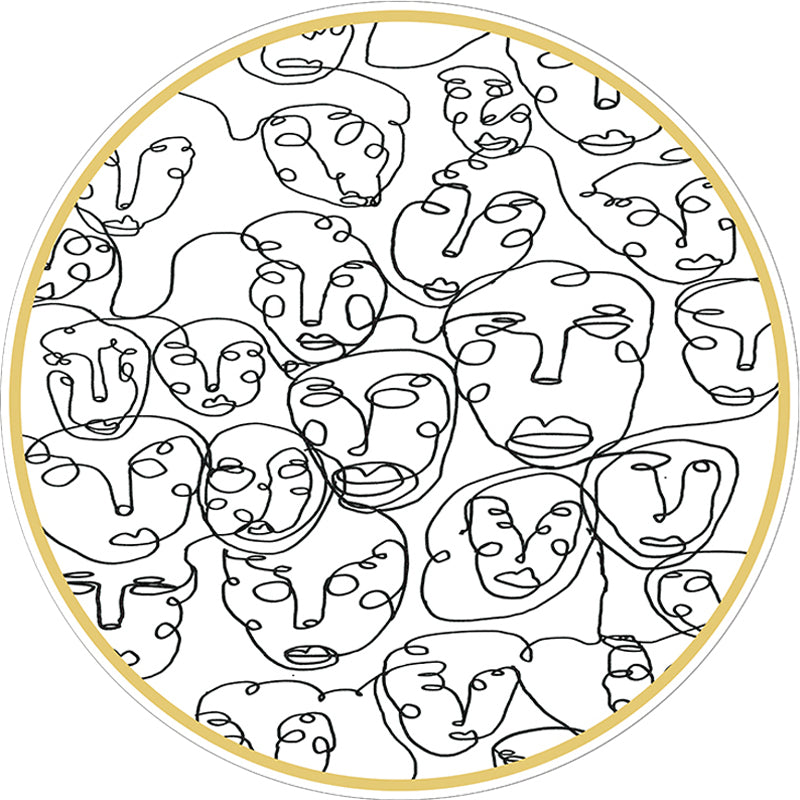 Modernism Face Pattern Rug White Polypropylene Carpet Anti-Slip Backing Pet Friendly Washable Rug for Decoration Clearhalo 'Area Rug' 'Rug' 1869589