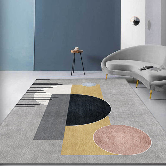 Multi Color Colorblock Geometric Rug Polyester Modern Rug Washable Anti-Slip Backing Carpet for Parlor Yellow Clearhalo 'Area Rug' 'Modern' 'Rugs' Rug' 1869597