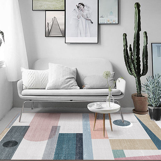 Multi Color Colorblock Geometric Rug Polyester Modern Rug Washable Anti-Slip Backing Carpet for Parlor Pink Clearhalo 'Area Rug' 'Modern' 'Rugs' Rug' 1869604