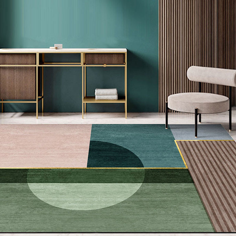 Contemporary Decoration Indoor Rug Multi-Color Colorblock Rug Polyester Washable Non-Slip Pet Friendly Area Rug Army Green Clearhalo 'Area Rug' 'Modern' 'Rugs' Rug' 1869614