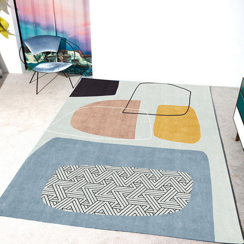 Novelty Home Rug Multi Color Abstract Carpet Polyester Washable Non-Slip Pet Friendly Rug Turquoise Clearhalo 'Area Rug' 'Rug' 1869620