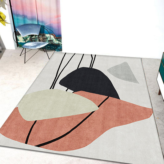 Novelty Home Rug Multi Color Abstract Carpet Polyester Washable Non-Slip Pet Friendly Rug Grey