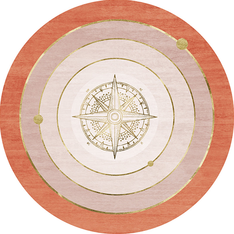 Modern Concentric Circles Pattern Rug Orange and Red Polyester Carpet Anti-Slip Pet Friendly Washable Rug for Bedroom Clearhalo 'Area Rug' 'Modern' 'Rugs' Rug' 1869634