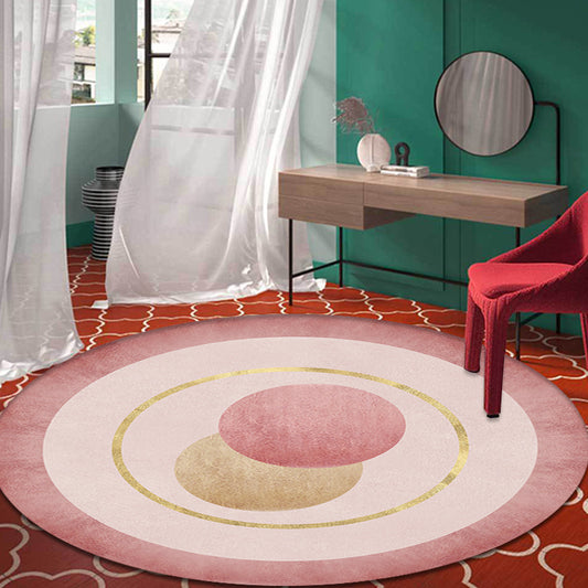 Modern Concentric Circles Pattern Rug Orange and Red Polyester Carpet Anti-Slip Pet Friendly Washable Rug for Bedroom Pink Clearhalo 'Area Rug' 'Modern' 'Rugs' Rug' 1869640