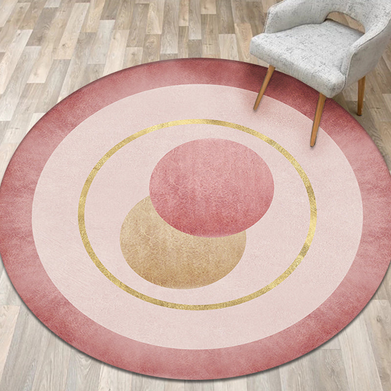 Modern Concentric Circles Pattern Rug Orange and Red Polyester Carpet Anti-Slip Pet Friendly Washable Rug for Bedroom Clearhalo 'Area Rug' 'Modern' 'Rugs' Rug' 1869641