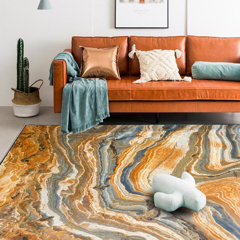 Brown Living Room Rug Modernism Swirl Striped Pattern Rug Synthetics Machine Washable Non-Slip Backing Carpet Brown Clearhalo 'Area Rug' 'Rug' 1869679