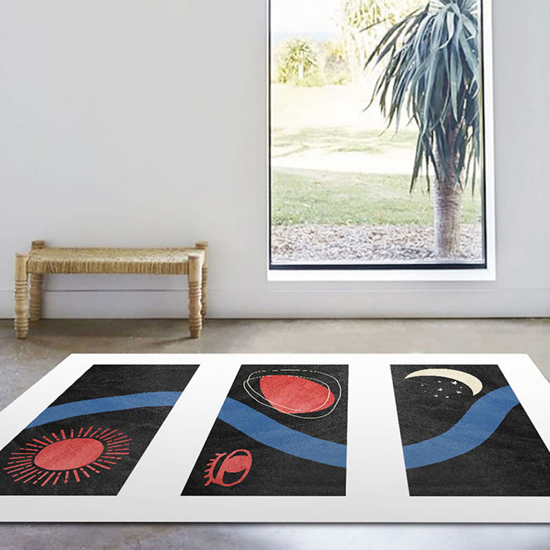 Modernist Abstract Rug Multicolor Polyester Rug Anti-Slip Pet Friendly Washable Area Rug for Living Room Black 6'7" x 9'11" Clearhalo 'Area Rug' 'Rug' 1869724