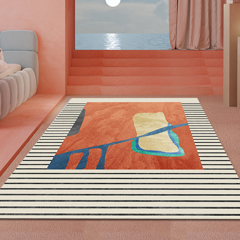 Modernist Abstract Rug Multicolor Polyester Rug Anti-Slip Pet Friendly Washable Area Rug for Living Room Orange Clearhalo 'Area Rug' 'Rug' 1869730