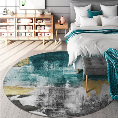 Industrial Abstract Rug Blue Polyester Carpet Anti-Slip Pet Friendly Washable Rug for Home Blue Clearhalo 'Area Rug' 'Rug' 1869733