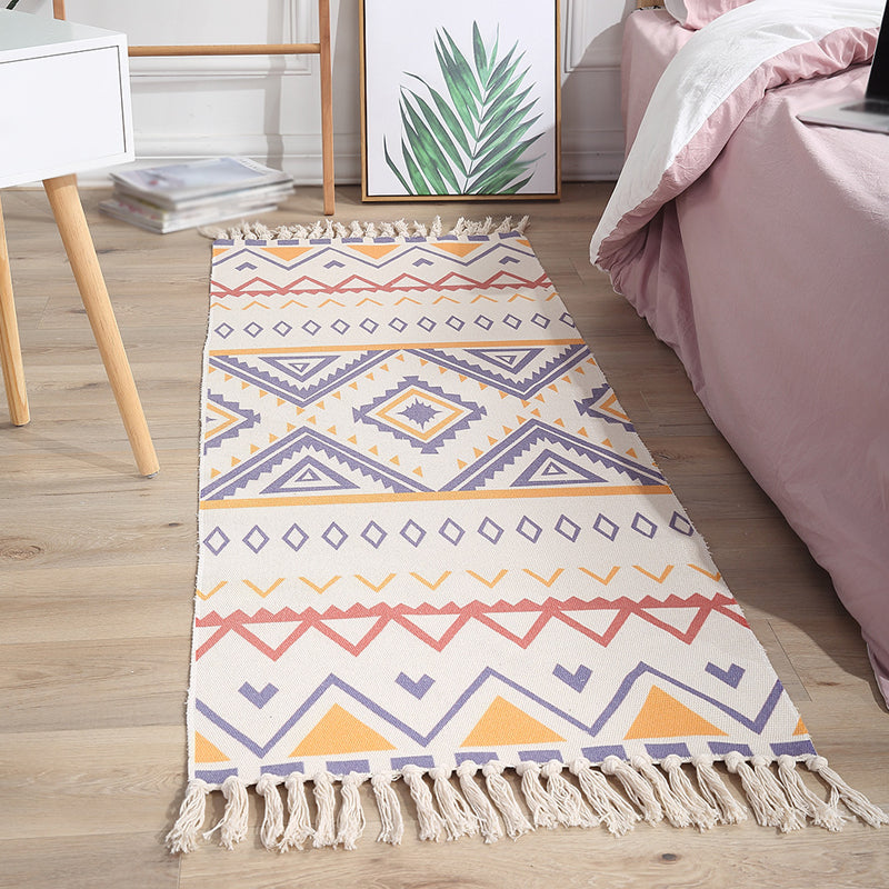 Bohemian Tribal Geometric Pattern Rug Multicoloured Cotton Rug Non-Slip Pet Friendly Washable Area Rug for Bedroom Yellow Clearhalo 'Area Rug' 'Bohemian' 'Rugs' Rug' 1869741