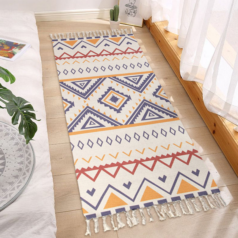Bohemian Tribal Geometric Pattern Rug Multicoloured Cotton Rug Non-Slip Pet Friendly Washable Area Rug for Bedroom Clearhalo 'Area Rug' 'Bohemian' 'Rugs' Rug' 1869742