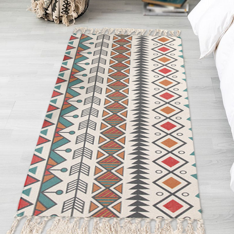 Bohemian Tribal Geometric Pattern Rug Multicoloured Cotton Rug Non-Slip Pet Friendly Washable Area Rug for Bedroom Clearhalo 'Area Rug' 'Bohemian' 'Rugs' Rug' 1869749