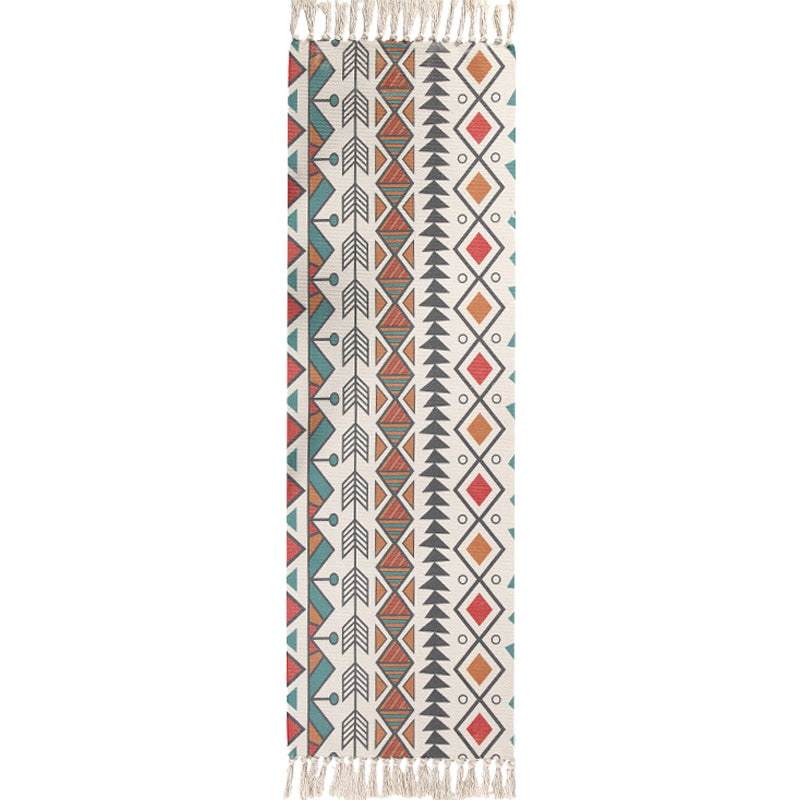 Bohemian Tribal Geometric Pattern Rug Multicoloured Cotton Rug Non-Slip Pet Friendly Washable Area Rug for Bedroom Clearhalo 'Area Rug' 'Bohemian' 'Rugs' Rug' 1869750