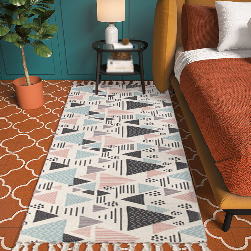 Bohemian Tribal Geometric Pattern Rug Multicoloured Cotton Rug Non-Slip Pet Friendly Washable Area Rug for Bedroom Clearhalo 'Area Rug' 'Bohemian' 'Rugs' Rug' 1869758
