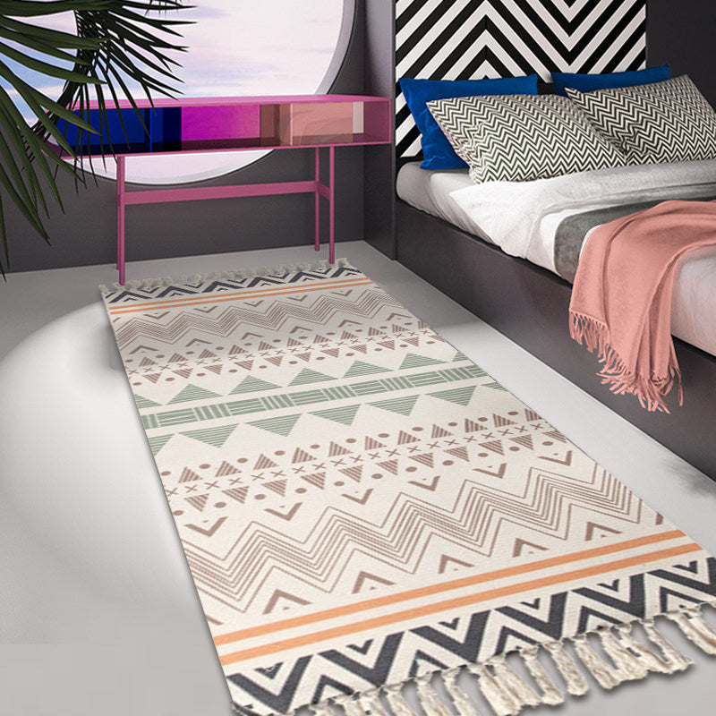 Bohemian Tribal Geometric Pattern Rug Multicoloured Cotton Rug Non-Slip Pet Friendly Washable Area Rug for Bedroom Clearhalo 'Area Rug' 'Bohemian' 'Rugs' Rug' 1869761