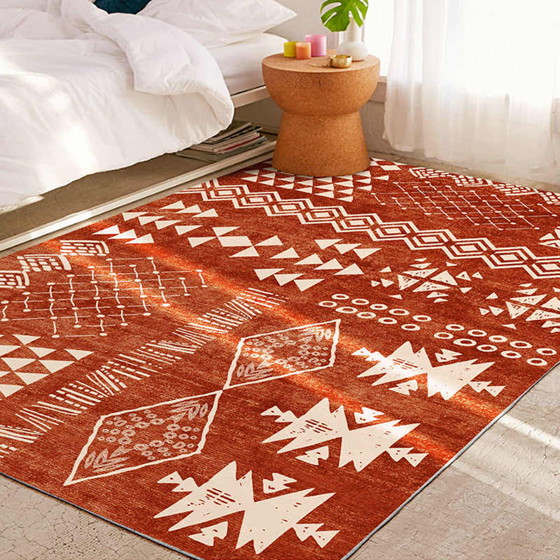Bohemian Study Carpet Red Tribal Pattern Rug Polypropylene Washable Non-Slip Pet Friendly Rug Red Clearhalo 'Area Rug' 'Bohemian' 'Rugs' Rug' 1869816