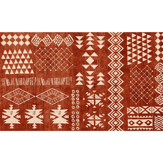 Bohemian Study Carpet Red Tribal Pattern Rug Polypropylene Washable Non-Slip Pet Friendly Rug Clearhalo 'Area Rug' 'Bohemian' 'Rugs' Rug' 1869818