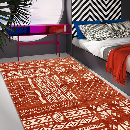 Bohemian Study Carpet Red Tribal Pattern Rug Polypropylene Washable Non-Slip Pet Friendly Rug Clearhalo 'Area Rug' 'Bohemian' 'Rugs' Rug' 1869825