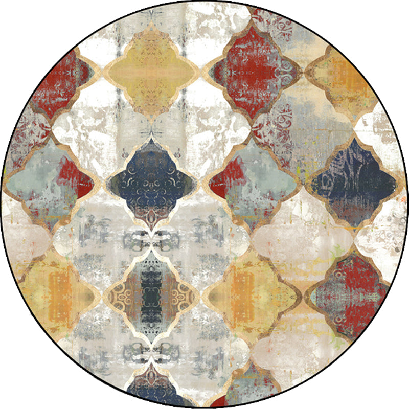 Tribal Geometry Ogee Pattern Rug Red Moroccan Rug Polyester Pet Friendly Washable Non-Slip Area Rug for Decoration Clearhalo 'Area Rug' 'Moroccan' 'Rugs' Rug' 1869851