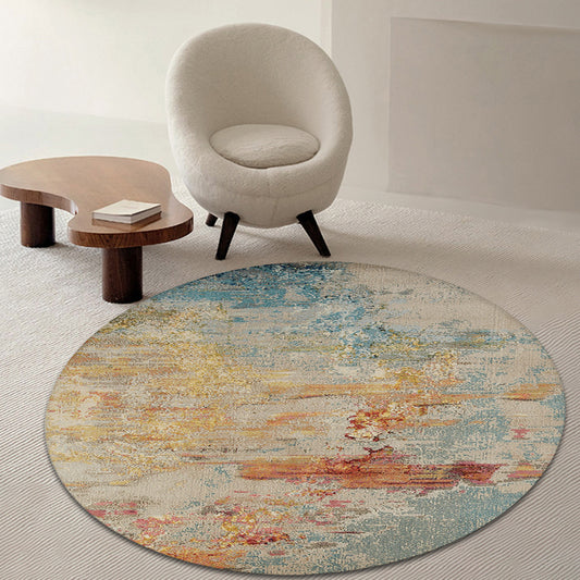 Multicolor Industrial Indoor Rug Polyester Abstract Rug Pet Friendly Washable Non-Slip Area Rug for Living Room