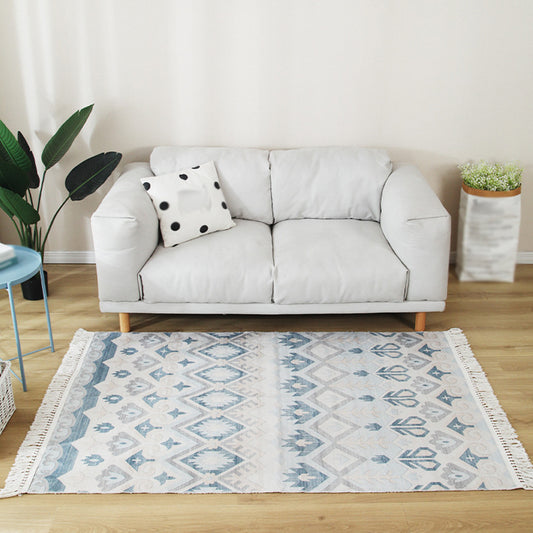 Multicolor Living Room Rug Shabby Chic Tribal Stripe Pattern Rug Flax Washable Anti-Slip Backing Pet Friendly Carpet Light Blue Clearhalo 'Area Rug' 'Bohemian' 'Rugs' Rug' 1869962