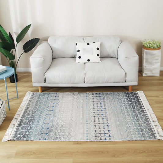Multicolor Living Room Rug Shabby Chic Tribal Stripe Pattern Rug Flax Washable Anti-Slip Backing Pet Friendly Carpet Grey Clearhalo 'Area Rug' 'Bohemian' 'Rugs' Rug' 1869970