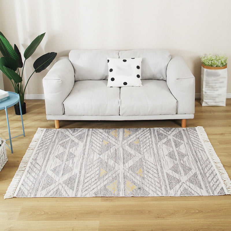 Multicolor Living Room Rug Shabby Chic Tribal Stripe Pattern Rug Flax Washable Anti-Slip Backing Pet Friendly Carpet Light Gray Clearhalo 'Area Rug' 'Bohemian' 'Rugs' Rug' 1869973
