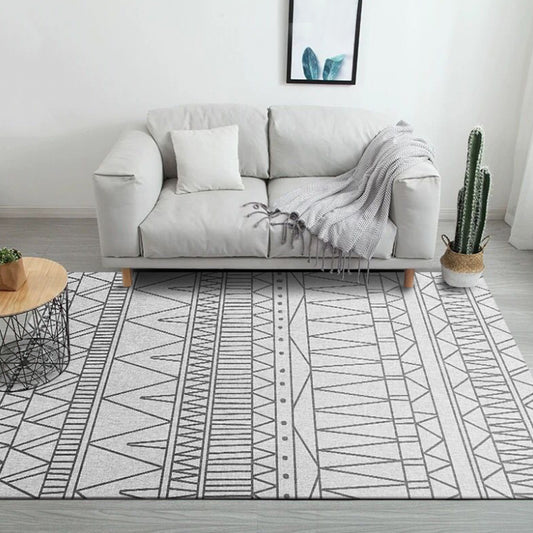 Bohemian Tribal Geometry Pattern Rug Multi Color Polyester Rug Anti-Slip Backing Pet Friendly Washable Carpet for Bedroom Grey Clearhalo 'Area Rug' 'Bohemian' 'Rugs' Rug' 1870034
