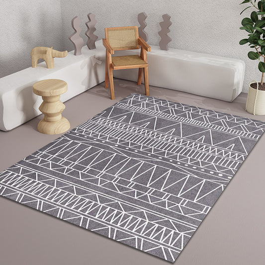 Bohemian Tribal Geometry Pattern Rug Multi Color Polyester Rug Anti-Slip Backing Pet Friendly Washable Carpet for Bedroom Black Clearhalo 'Area Rug' 'Bohemian' 'Rugs' Rug' 1870042