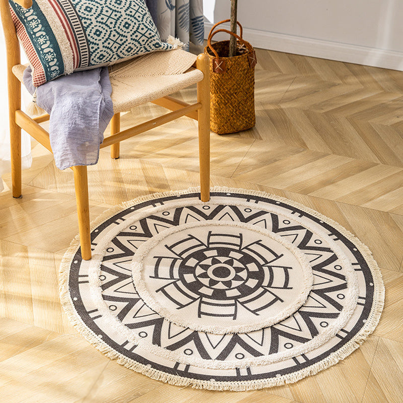 Traditional Tribal Floral Pattern Rug Multicolor Moroccan Rug Flax Pet Friendly Washable Non-Slip Area Rug for Bedroom Clearhalo 'Area Rug' 'Moroccan' 'Rugs' Rug' 1870045